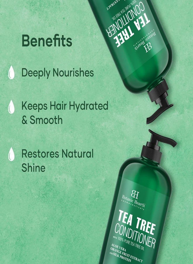 Botanic Hearth Tea Tree Conditioner | For All Hair Types | Fights Dandruff & Dry Scalp | With Vitamin C, Peppermint Oil, Rosemary Oil & Lavender Oil | Sulphate & Paraben Free | 16 fl oz - Image 4