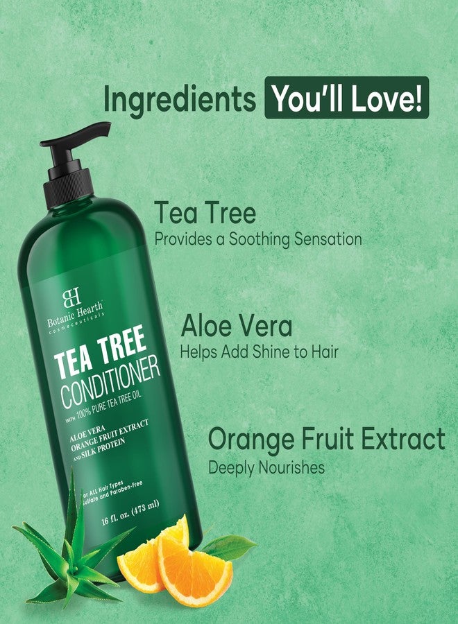 Botanic Hearth Tea Tree Conditioner | For All Hair Types | Fights Dandruff & Dry Scalp | With Vitamin C, Peppermint Oil, Rosemary Oil & Lavender Oil | Sulphate & Paraben Free | 16 fl oz - Image 5