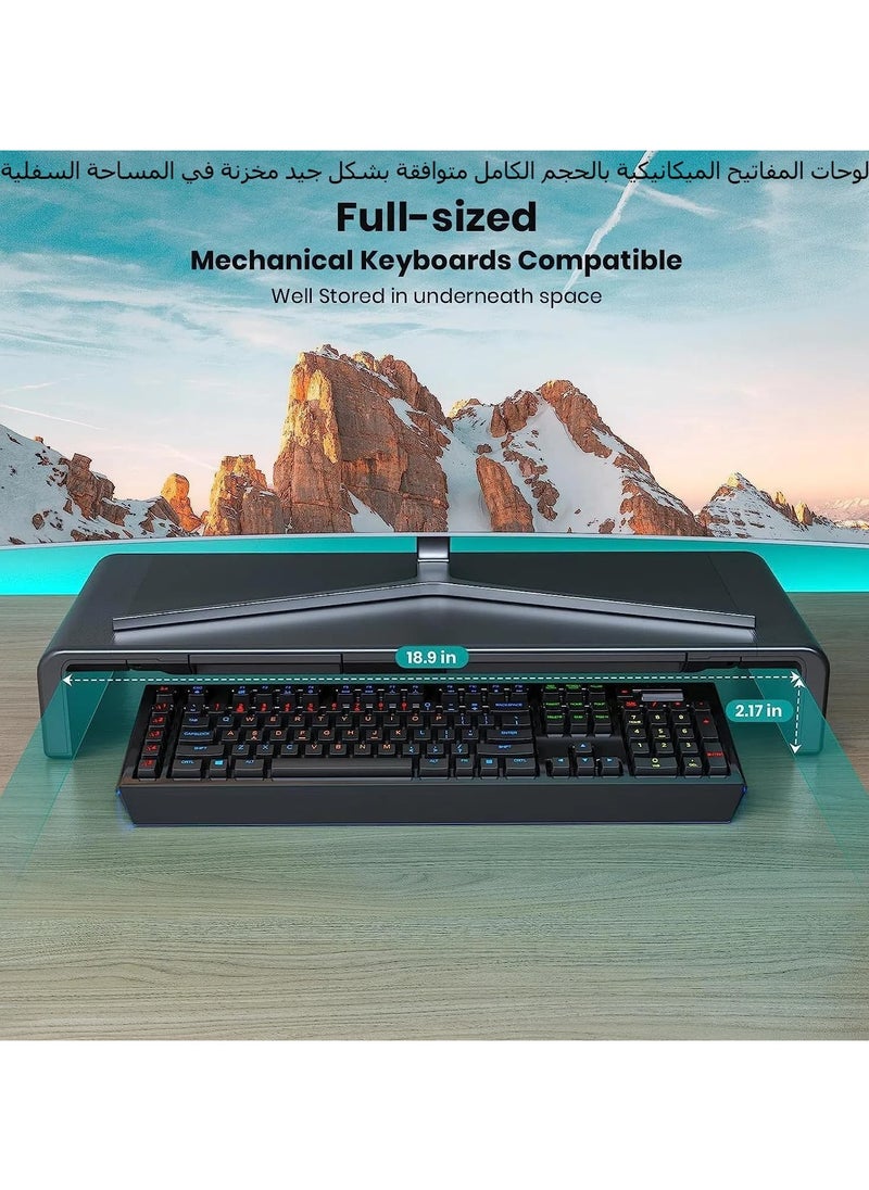 Olmaster Monitor Stand, Upright Foldable Computer Monitor Riser, Height Adjustable Computer Stand, Desk Shelf Riser with Storage Drawer Tablet Phone Stand for Computer Desktop Laptop  - Image 3