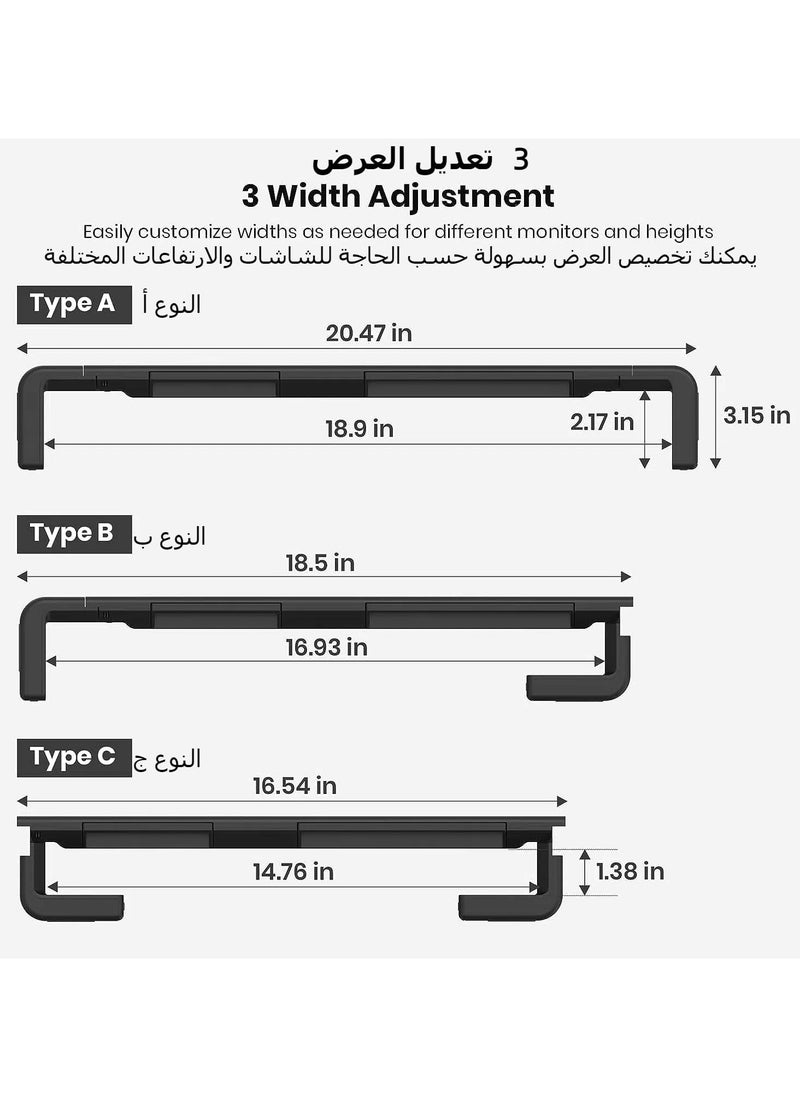 Olmaster - Monitor Stand, Upright Foldable Computer Monitor Riser, Height Adjustable Computer Stand, Desk Shelf Riser with Storage Drawer Tablet Phone Stand for Computer Desktop Laptop - Image 1