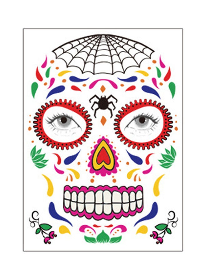 نيبمينينت Temporary Tattoo Sticker Terror Halloween Flowers Pattern Eyes Face Stickers Makeup Stage متعدد الألوان - Image 3