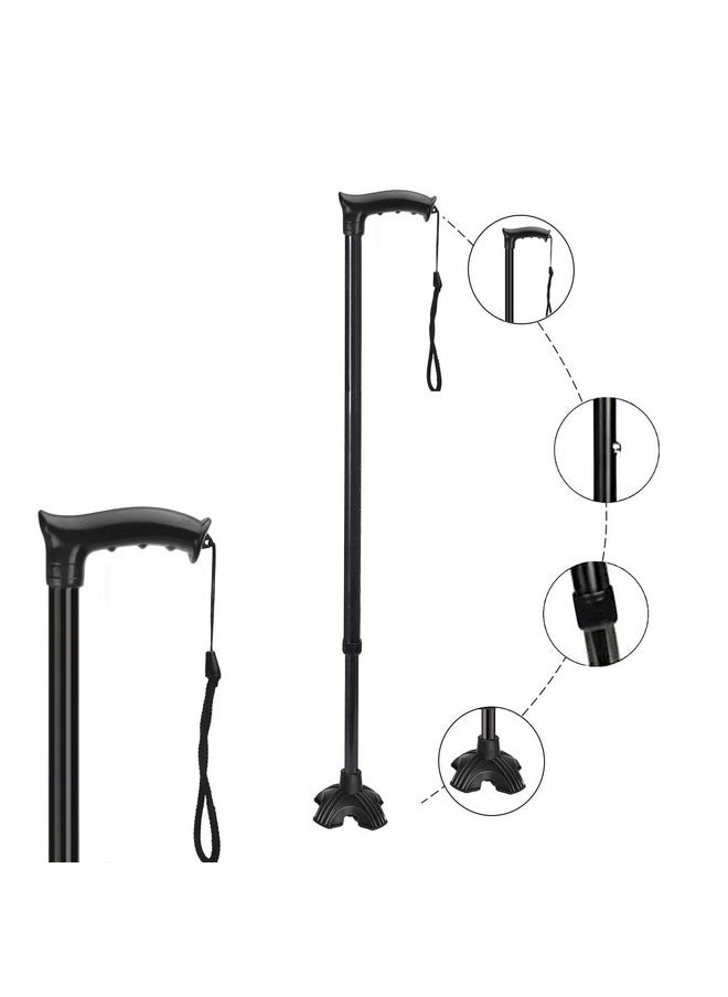 MCP - Strong Walking Stick With Adjustable Height, Mild-Steel Body, Light Weight For Men/Women, Patients, Old People With Big Shoe (Black) - Image 1
