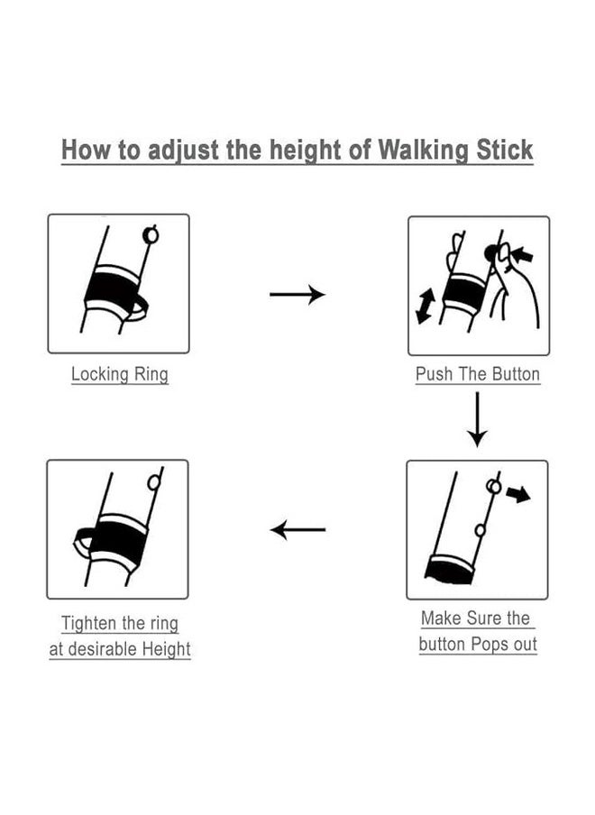 MCP - Strong Walking Stick With Adjustable Height, Mild-Steel Body, Light Weight For Men/Women, Patients, Old People With Big Shoe (Black) - Image 1
