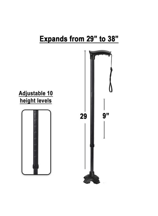 MCP - Strong Walking Stick With Adjustable Height, Mild-Steel Body, Light Weight For Men/Women, Patients, Old People With Big Shoe (Black) - Image 1