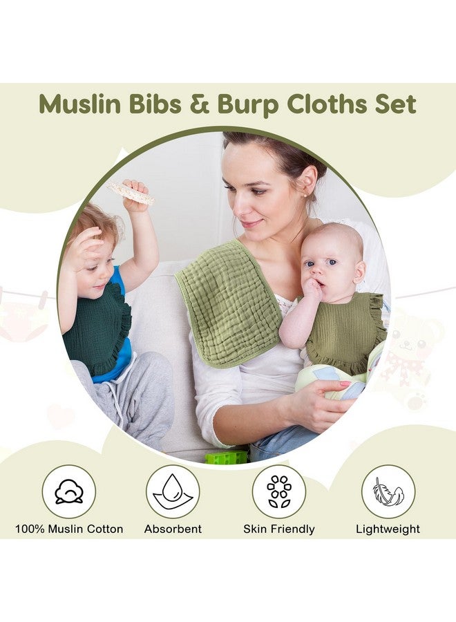Newcotte 12 Pcs Baby Muslin Bibs And Burp Cloths Set Cotton Absorbent Baby Bibs For Girls Boys Unisex Burping Cloths For Babies Drooling Bibs Newborn Teething Bibs Soft Adjustable Baby Drool Bibs - Image 4