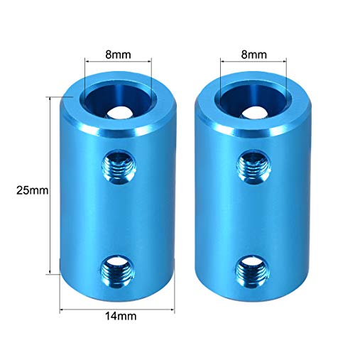 uxcell 8mm to 8mm Bore Rigid Coupling Set Screw L25XD14 Aluminum Alloy,Shaft Coupler Connector,Motor Accessories,Blue - Image 3