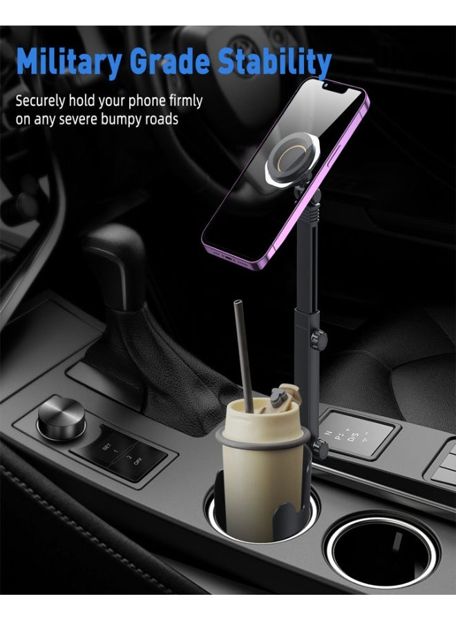 2-in-1 Cup Holder Phone Mount – Adjustable Car Mount with MagSafe Compatibility, Extendable Arm & 360° Rotation - Image 4