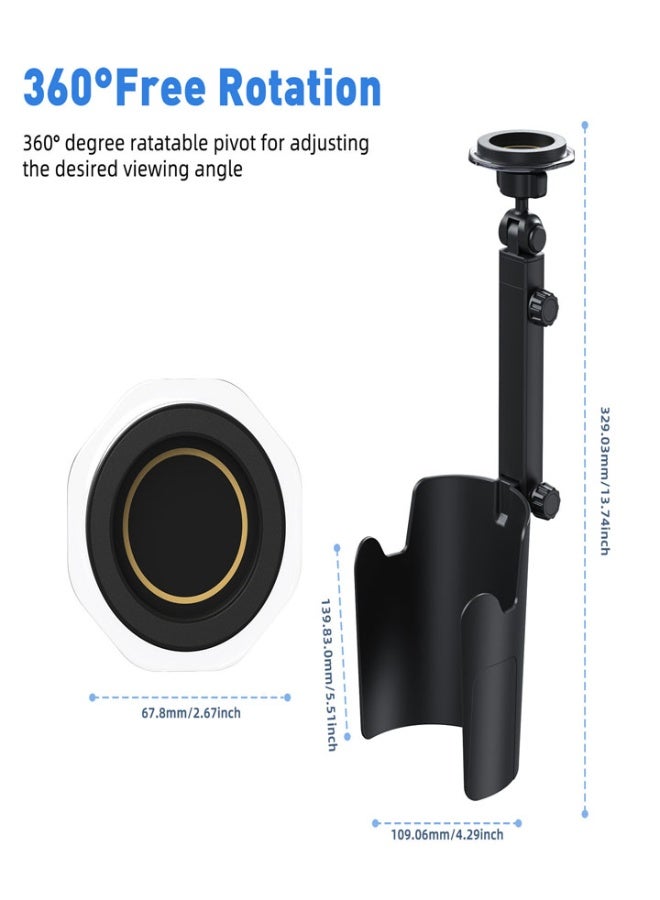 2-in-1 Cup Holder Phone Mount – Adjustable Car Mount with MagSafe Compatibility, Extendable Arm & 360° Rotation - Image 5