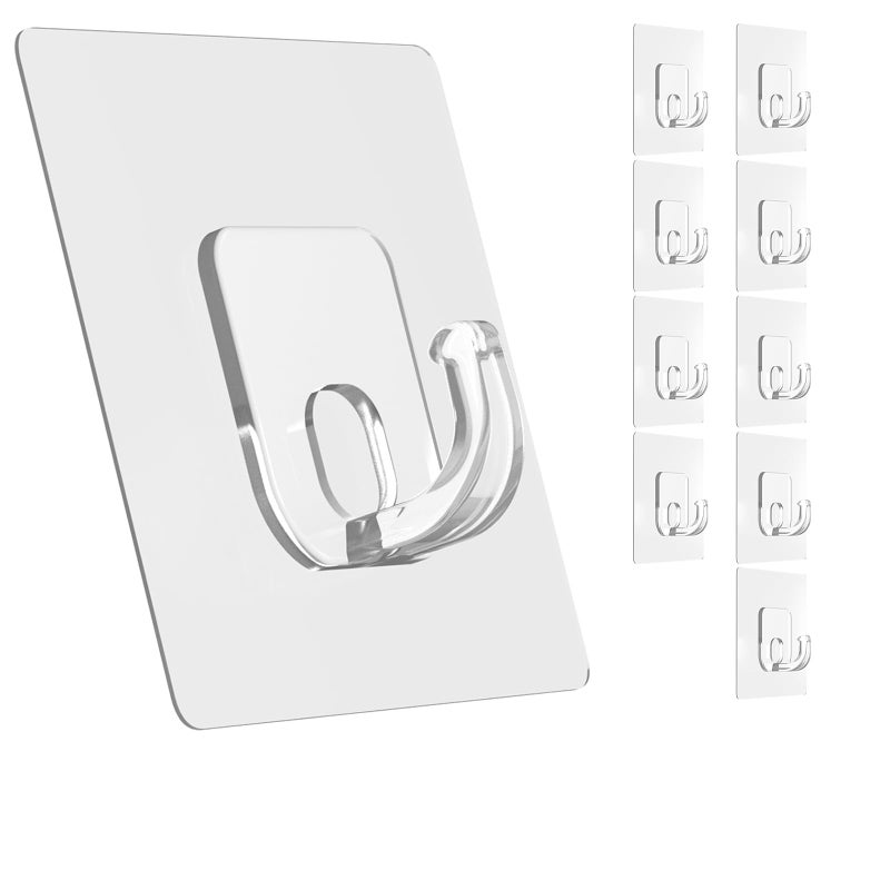 Latoxcaa Large Adhesive Hooks, 10 Pack Heavy Duty Utility Hooks for Hanging 33lb, Damage Free Sticky Hanging, No Trace Self-Adhesive Wall for Kitchen Bathroom Office Multiple Uses - Image 1