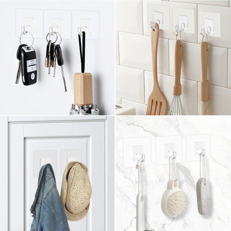 Latoxcaa Large Adhesive Hooks, 10 Pack Heavy Duty Utility Hooks for Hanging 33lb, Damage Free Sticky Hanging, No Trace Self-Adhesive Wall for Kitchen Bathroom Office Multiple Uses - Image 5