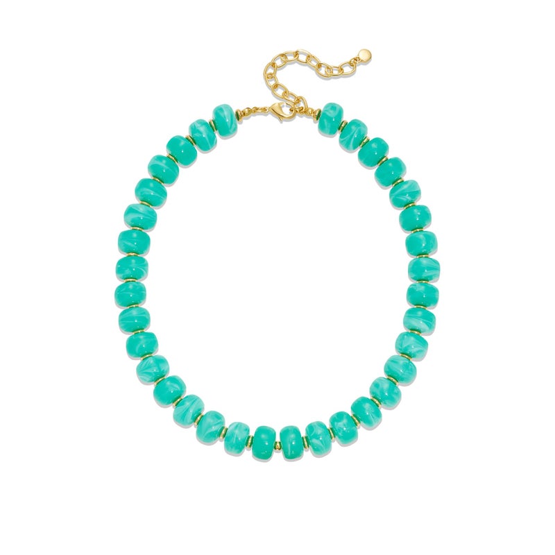 INNERDIVA Chunky Beaded Necklace for Women Statement Big Large Turquoise Bead Choker Necklaces Trendy Summer Beach Beachy Womens Charm Jewelry Boho Colorful Resin Gemstone Necklace Prom Accessories - Image 1