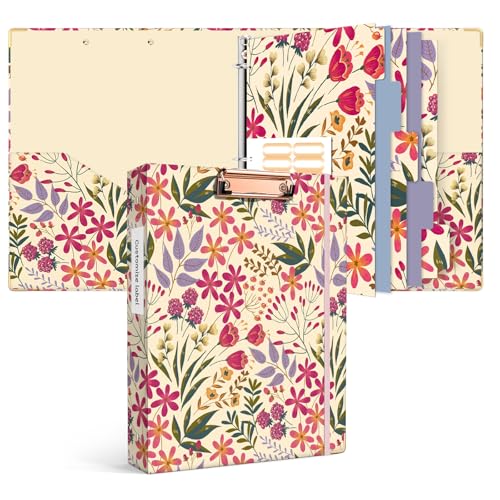 Ospelelf 3 Ring Floral Binder with Dividers, 1 inch Rings, 1.6 inch Spine, for Letter Size (11" x 8.5") Paper, Clipboard Organizer, for School and Office Supplies - Image 1