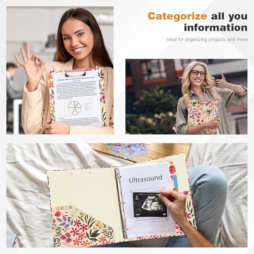 Ospelelf 3 Ring Floral Binder with Dividers, 1 inch Rings, 1.6 inch Spine, for Letter Size (11" x 8.5") Paper, Clipboard Organizer, for School and Office Supplies - Image 5