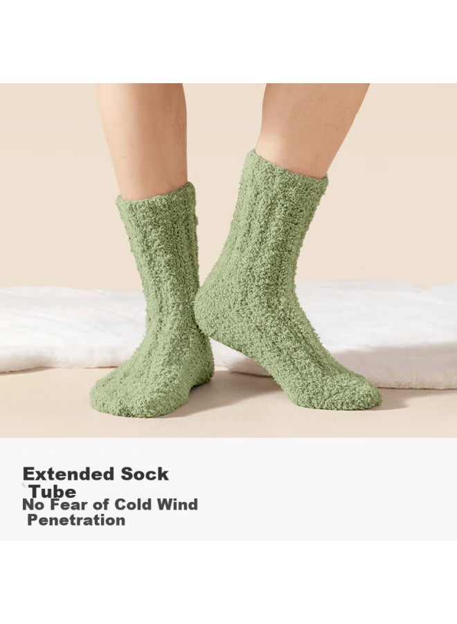 B&C.ROOM Mianzhuwu Coral Fleece Men's Socks Autumn Winter Thickened Mid-calf Non-shedding Home Sleep Warm Floor Socks 3 Pairs - Image 2