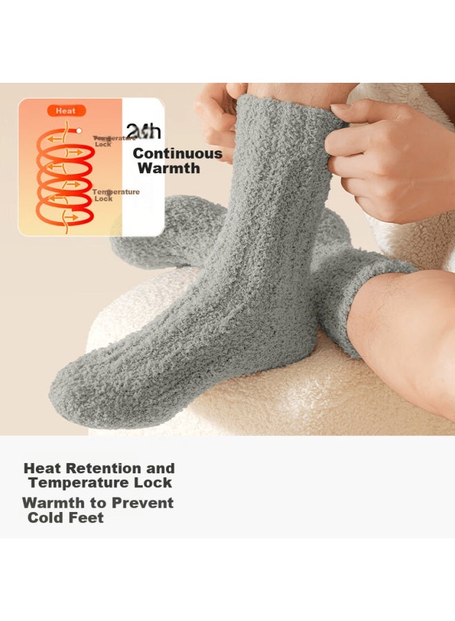 B&C.ROOM Mianzhuwu Coral Fleece Men's Socks Autumn Winter Thickened Mid-calf Non-shedding Home Sleep Warm Floor Socks 3 Pairs - Image 3
