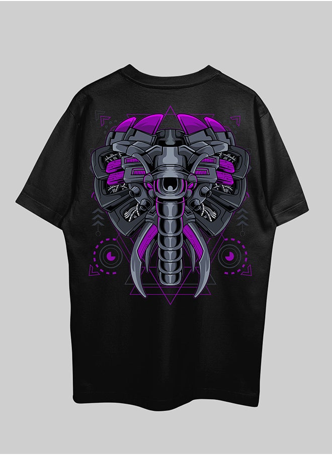 THREADCURRY THREADCURRY Alien Invader Oversized Drop Shoulder Cotton Loose Printed T-Shirt for Men  - Image 1