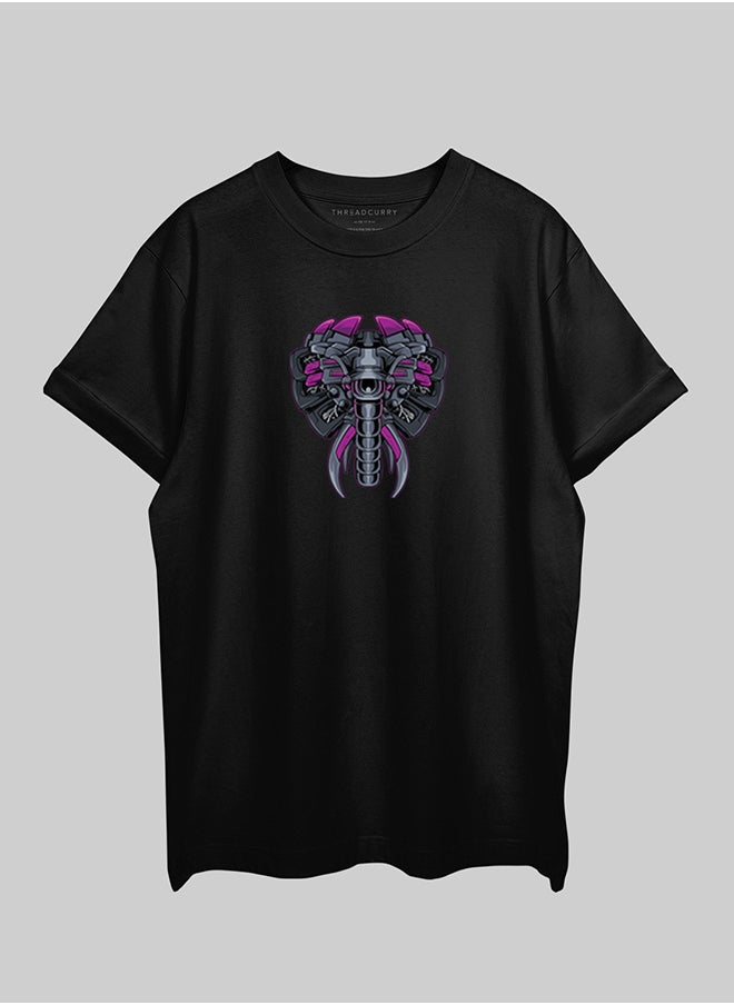 THREADCURRY THREADCURRY Alien Invader Oversized Drop Shoulder Cotton Loose Printed T-Shirt for Men  - Image 2