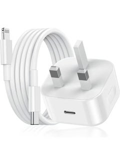 USB C Power Adapter With USB C To Lighting Cable 1m USB C Plug Charger 20W PD Power Adapter For iPhone 13 / Pro / Promax Wall Adapter UK Plug Fast Charging USB-C Charger iPhone Charger Fast Charging