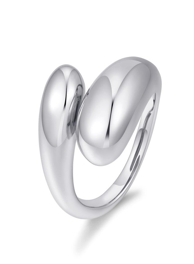 WOWORAMA Chunky Rings for Women Bypass Dome Teardrop Rings Statement Band Rings Adjustable Open Rings Thick Stackable Rings - Image 1