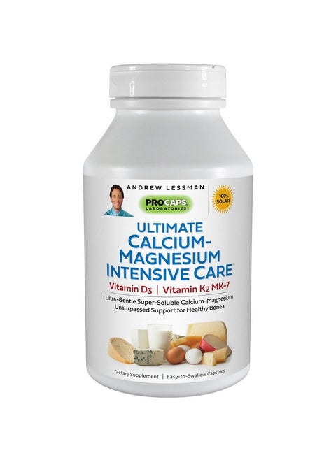 Ultimate Calcium Magnesium Intensive Care With Vitamin D3 & K2 Mk7 120 Mcg 60 Capsules Bone And Skeleton Health Essentials. Gentle Easy To Swallow Super Soluble. No Additives