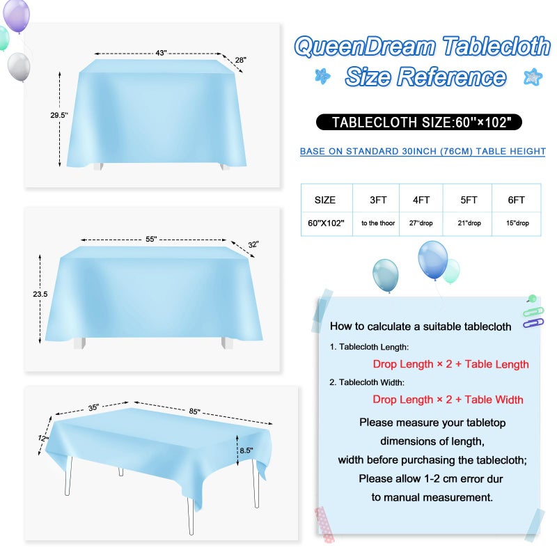 كوين دريم QueEndream Aqua Blue Tableroth 60 × 102 بوصة ترتر المائدة لزخارف الحفلات بريق المائدة لزفاف دش الطفل الزفاف - Image 5