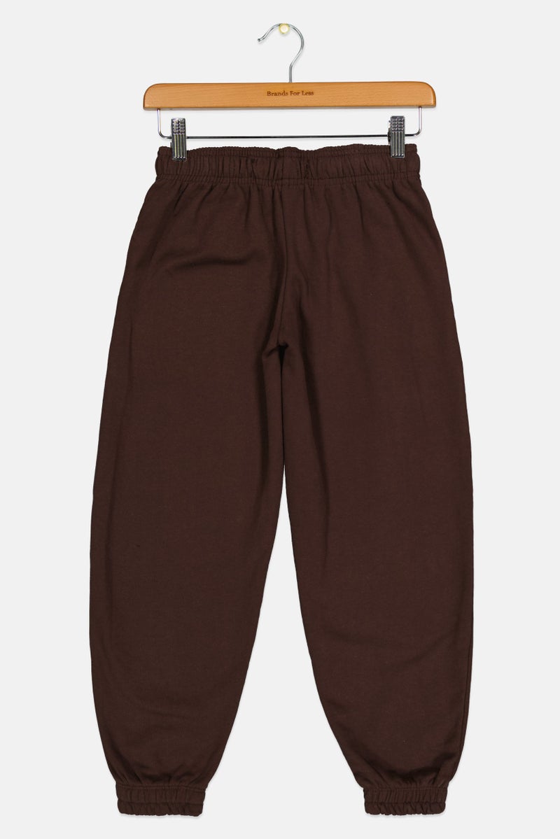 Bershka سروال جوجر مطبوع للأطفال البنات، بني - Image 2