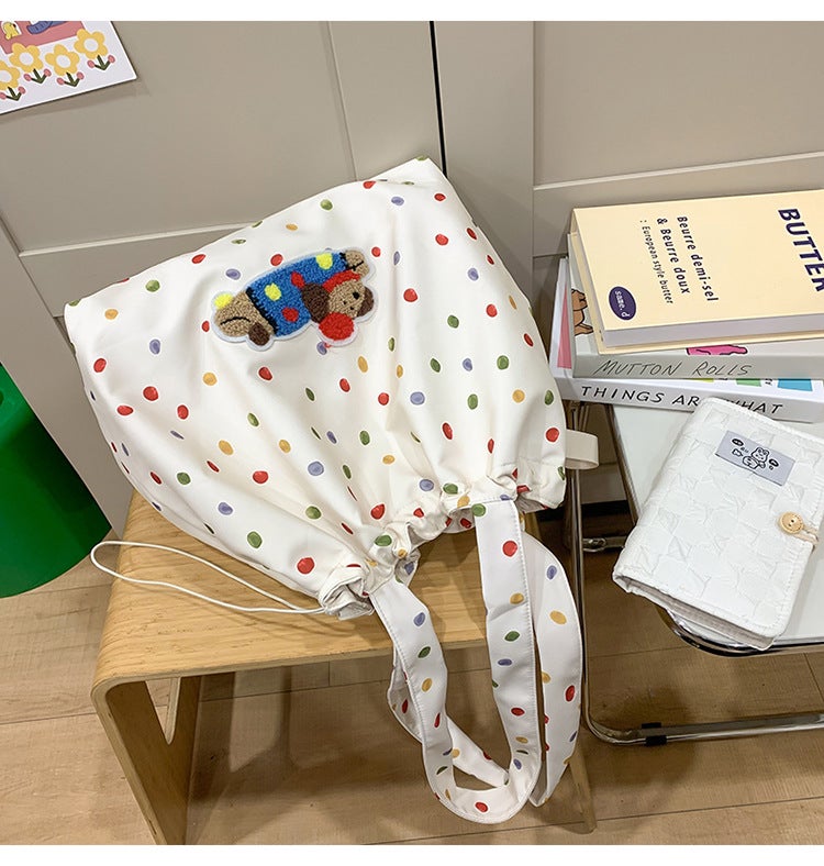 Korean-Style High-Value New Simple Lazy Style Shoulder Bag Cute Polo Dog Girl Shopping Tote Bag