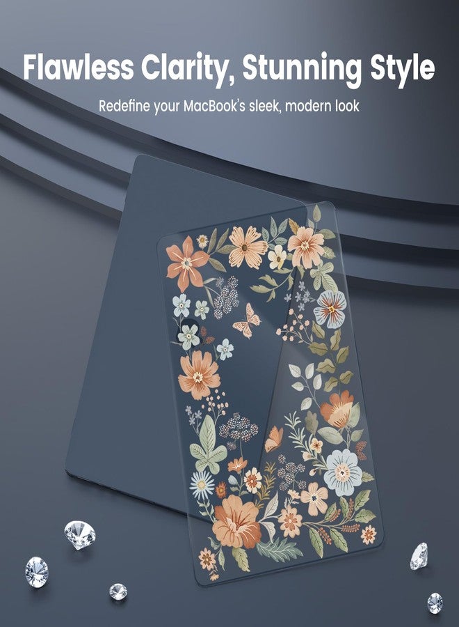 iCasso for MacBook Air 13 inch Case 2025 2024-2022 M3 M2 Model A3113 A2681，[Ultra Thin Armor][100% Match Midnight], Air 13.6'' Flower Crystal Clear Hard Shell Protective Cover+Keyboard Skin, Midnight - Image 4