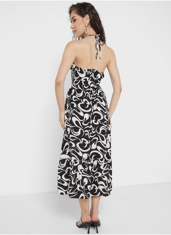 Ginger - Halter Neck Printed Dress - Image 1