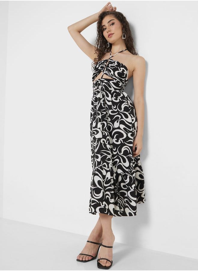 Ginger - Halter Neck Printed Dress - Image 1