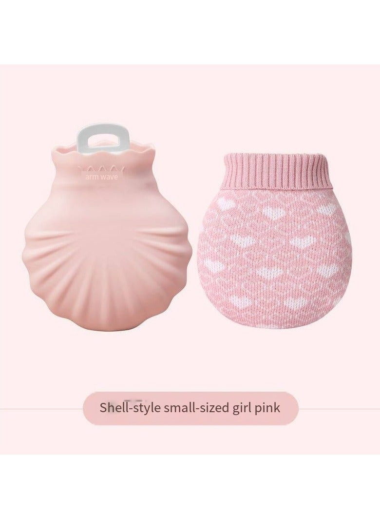 general Mini Hand Warmer, Explosion Proof Shell Hot Water Bag Microwavable Silicone Hot Water Bottle with Knitted Cover for Pain Relief Hot Cold Therapy Hand Feet Warmer, Menstrual Cramps, Hot Compress - Image 1