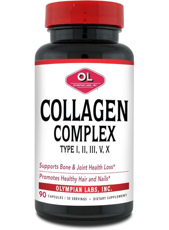 Olympian Labs Multi Collagen Complex Type I, Ii, Iii, V, X, Hair, Nails, Joint, Gut Health, 90 Caps, 30-Day Supply - Image 1
