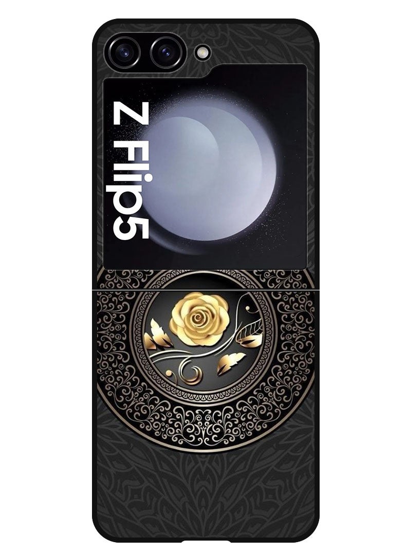 Protective Case Anti Scratch Shock Proof Bumper Cover For Samsung Galaxy Z Flip 5 Golden flower