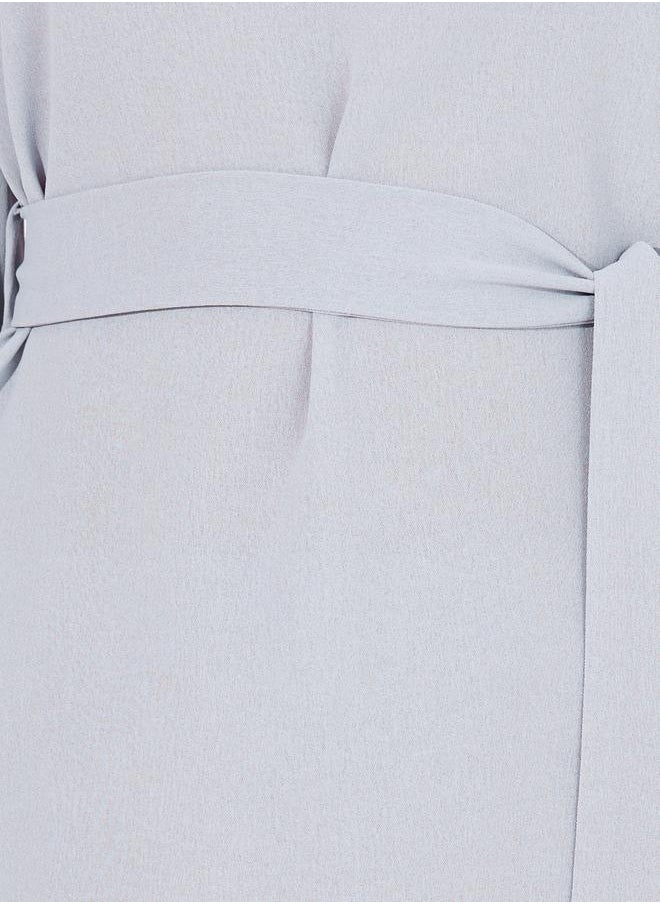 Styli Solid Cuff Sleeves Longline Top & Wide Leg Pants Modest Set  - Image 3