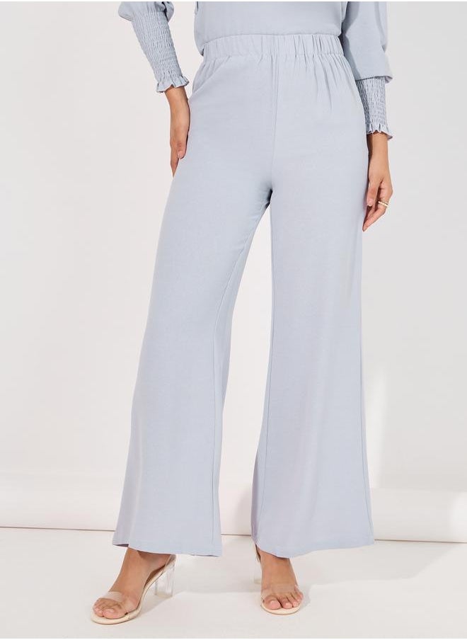 Styli Solid Cuff Sleeves Longline Top & Wide Leg Pants Modest Set  - Image 5