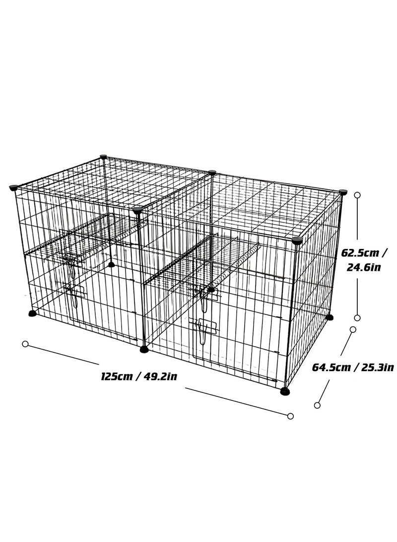 Kidle Cat Cage Twin Compartment Metal Wire Indoor Kennels Dog Crate Cat Enclosure Large Exercise Place - Image 3