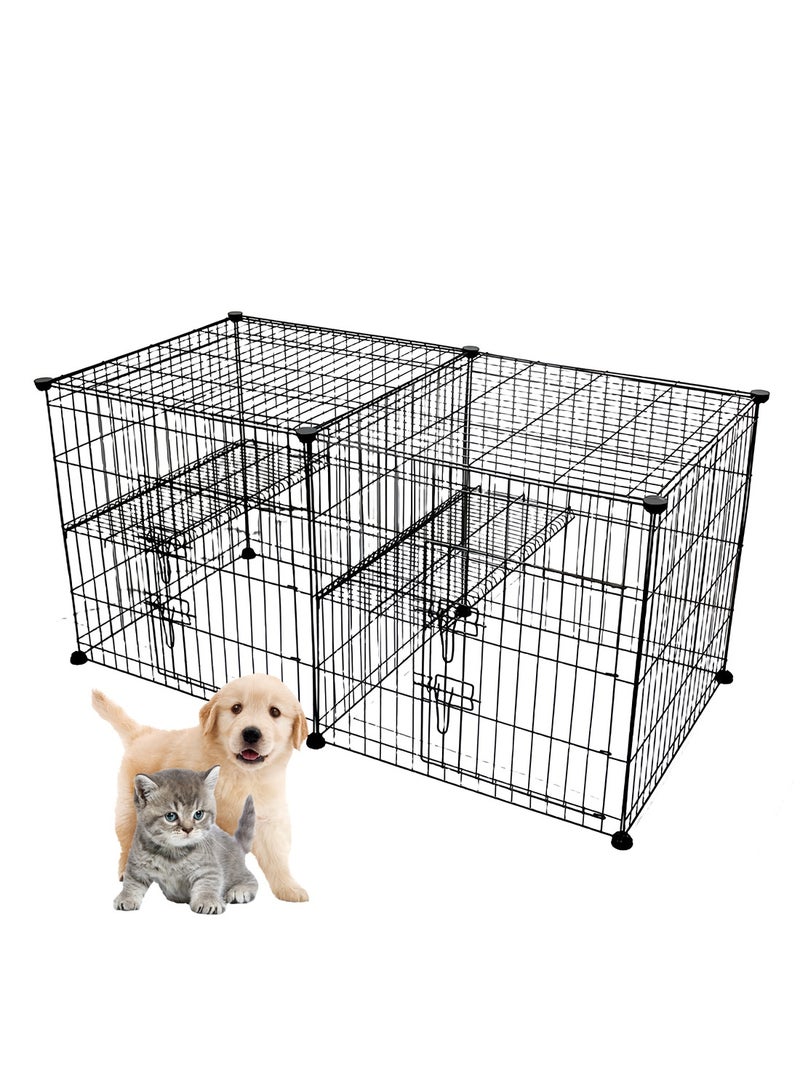 Kidle Cat Cage Twin Compartment Metal Wire Indoor Kennels Dog Crate Cat Enclosure Large Exercise Place - Image 1