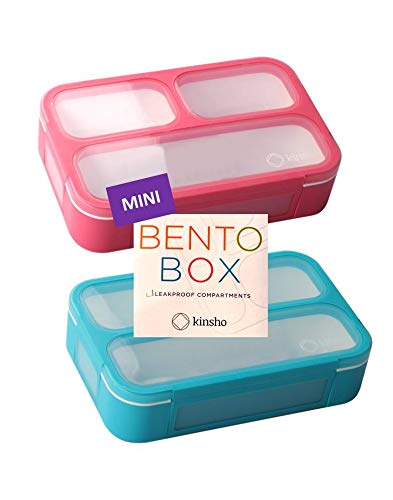 Snack Container  Small Bento Lunch Box for Kids Girls Boys Toddlers  MINI Leakproof Boxes Baby Bentobox for Daycare Portion Containers BPAFree Pink and Blue Set of 2