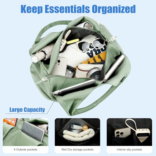 Forestfish Yoga Gym Bag For Women With Shoes Compartment & Wet Dry Storage Pockets Lightweight Duffel Bag, Green - Image 5