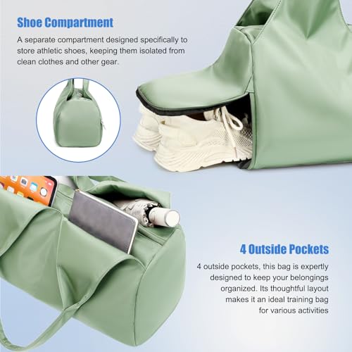 Forestfish Yoga Gym Bag For Women With Shoes Compartment & Wet Dry Storage Pockets Lightweight Duffel Bag, Green - Image 4