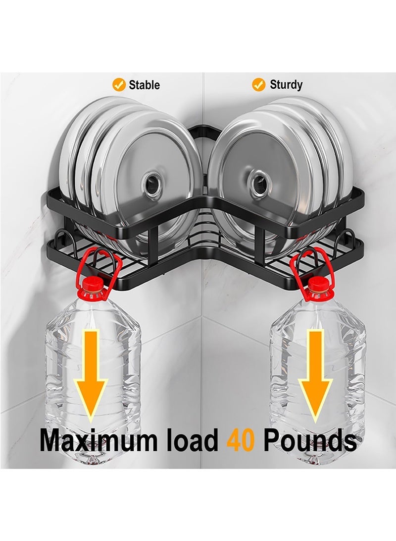 Topyich 5 Pack  Stainless Steel Shower Shelf, Adhesive Shower Organizer, Shower Rack with 16 Hooks, Large Capacity, Suitable for Inside Shower & Bathroom Storage&Home Decor  - Image 3
