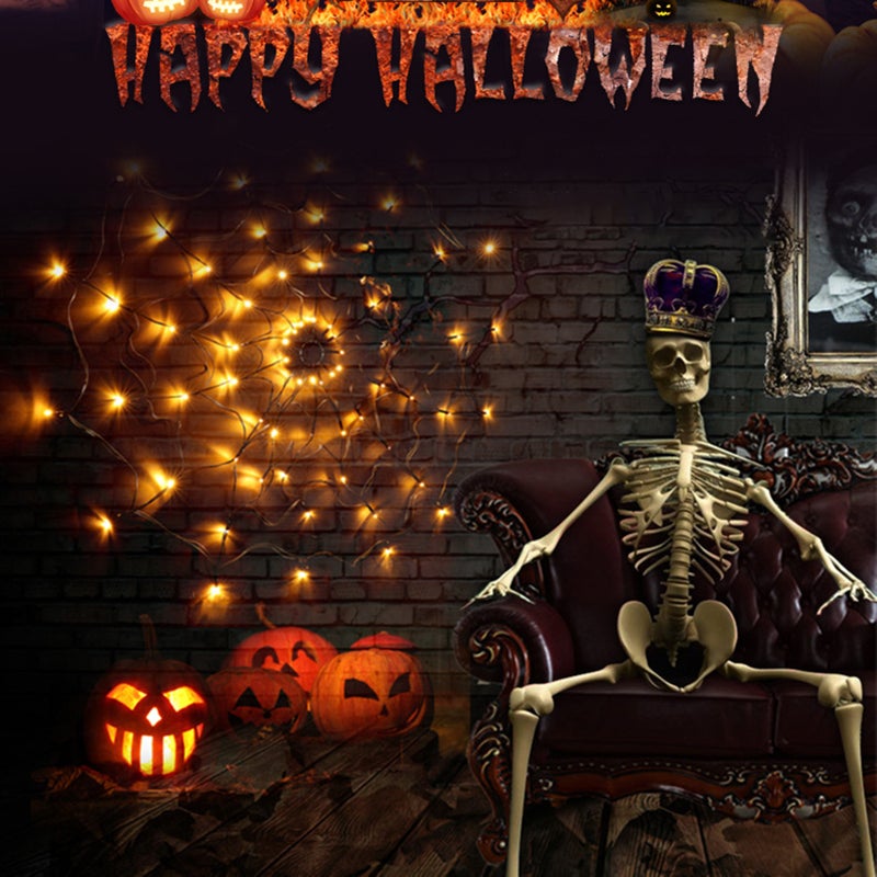 Spider Web Lamp Remote Control 8 Brightness Modes Energy-saving Eye-protection Wall Corner Halloween Decoration - Image 3