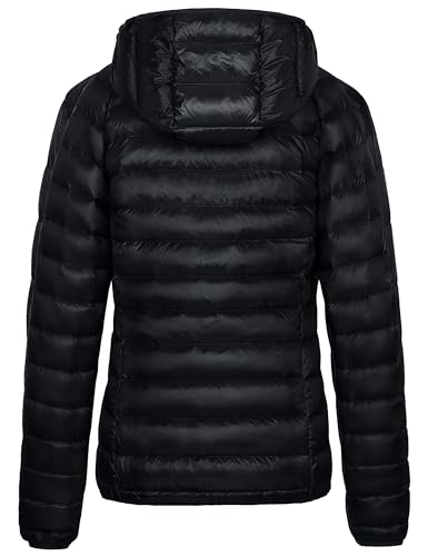 wantdo Women's Packable Down Jacket Lightweight Puffer Jacket Hooded Winter Coat Black Medium - Image 2