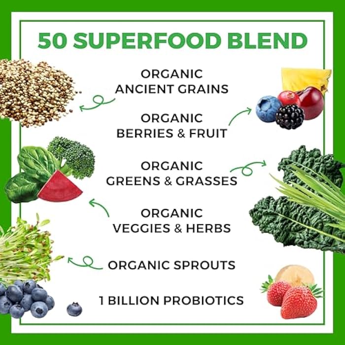 Orgain Organic Greens Powder + 50 Superfoods, Original - 1 Billion Probiotics for Digestive Health, Antioxidants, Vegan, Plant-Based, Gluten-Free, Non-GMO, Green Juice & Smoothie Drink Mix - 0.62lb - Image 4