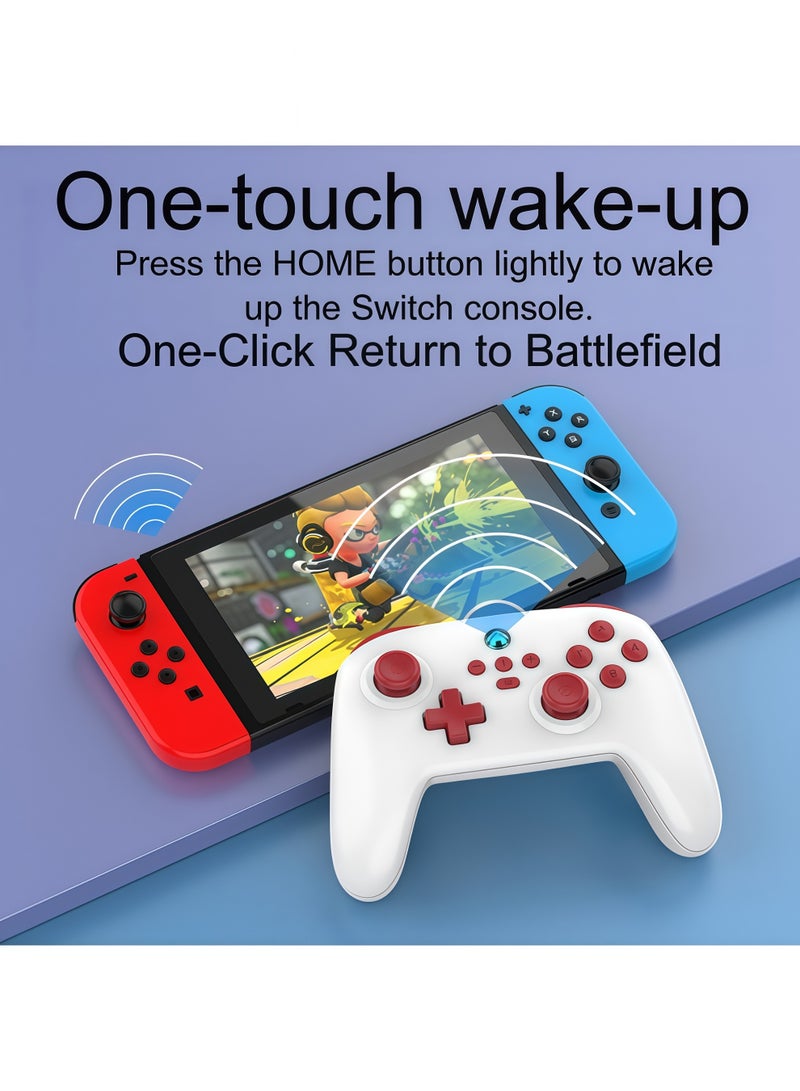 Wireless Switch Controllers, 6-Axis Gyro, Turbo Function, Compatible with Switch/PC (Wireless)/iOS/Android, All Functions Included with a Stylish Design, Comes with Wireless Receiver - White - Image 2