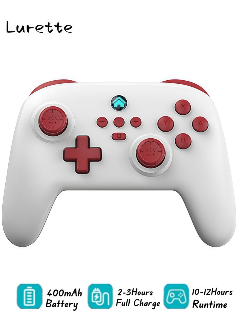 وحدات تحكم لاسلكية، جيروسكوب سداسي المحاور، وظيفة توربو، متوافقة مع Switch/PC (لاسلكي)/iOS/Android، جميع الوظائف متضمنة بتصميم أنيق، تأتي مع جهاز استقبال لاسلكي - أبيض - Image 1