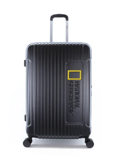 NATIONAL GEOGRAPHIC National Geographic Canyon ABS/PC Hardshell Large Check-In Suitcase Metallic Black, Durable Lightweight Expandable Anti-theft Zipper TSA Lock Travel Luggage, 4 Double Wheel Trolley Bag (28 Inch)