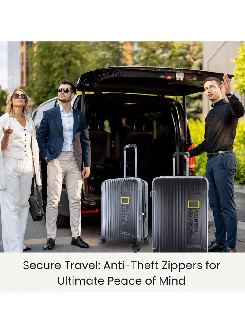NATIONAL GEOGRAPHIC National Geographic Canyon ABS/PC Hardshell Large Check-In Suitcase Metallic Black, Durable Lightweight Expandable Anti-theft Zipper TSA Lock Travel Luggage, 4 Double Wheel Trolley Bag (28 Inch)