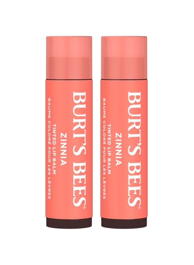 Burt's Bees Burts Bees Lip Tint Balm for Valentines Day with Long Lasting 2 in 1 Duo Tinted Balm Formula Color Infused with Hydrating Shea Butter for a Natural Looking Buildable Finish Zinnia 2Pack - Image 1