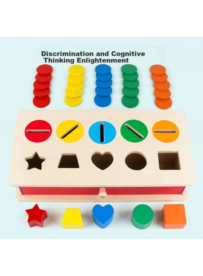 Mkbibi Montessori Early Education Coin Box Baby Color Recognition Shape Sorting Matching Children's Educational Toy - Image 4